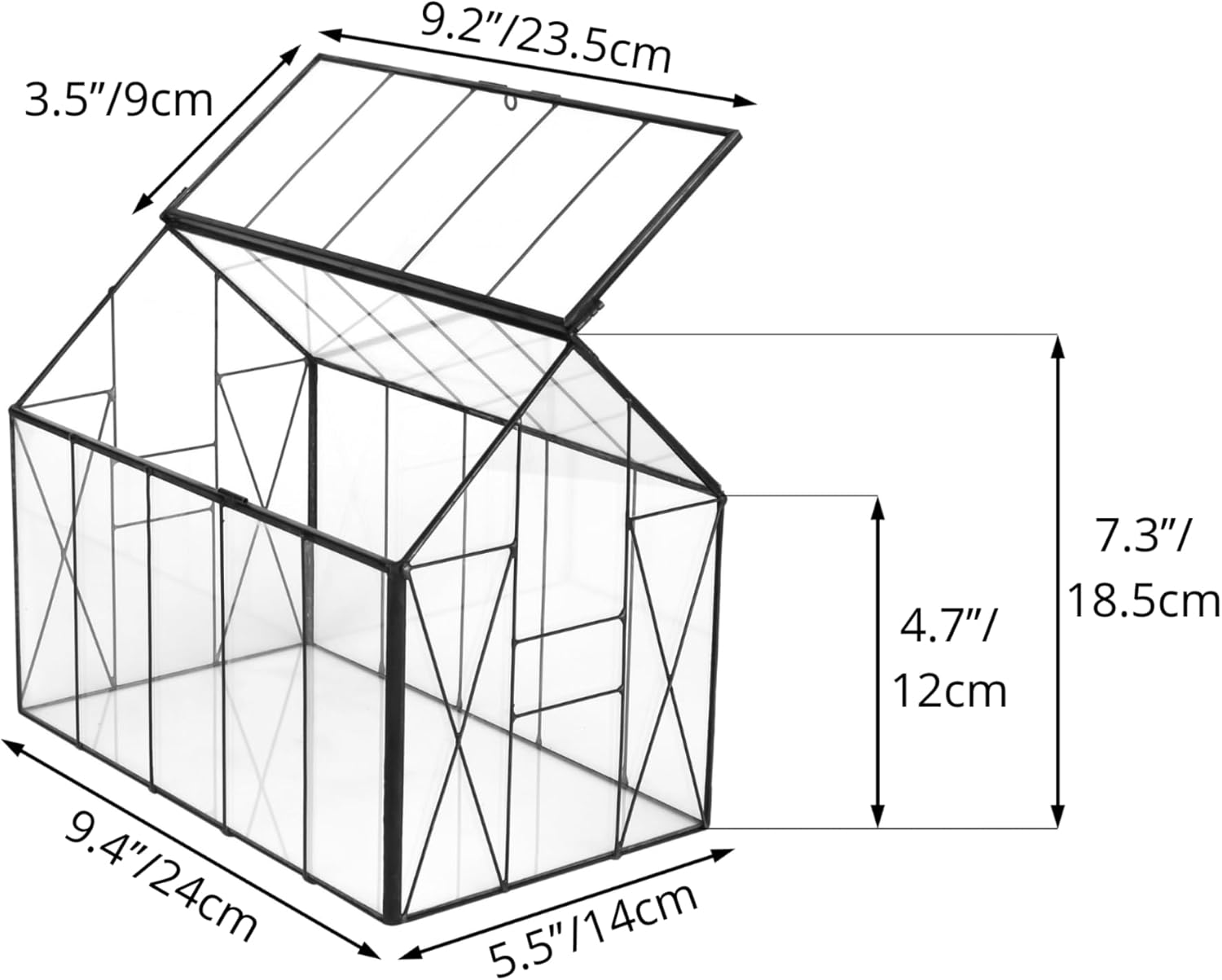 NCYP Glass Terrarium - Glass House Shape Terrarium Planter with Lid, and Geometric Terrarium with Lid, for Small Succulent Cacti, Indoor Home Garden Office Tabletop Decor (No Plants)