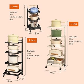 Multi Purpo Rolling Cart with 3 s Microwave Stand & Basket – Versatile Trolley for Home & Office nizat