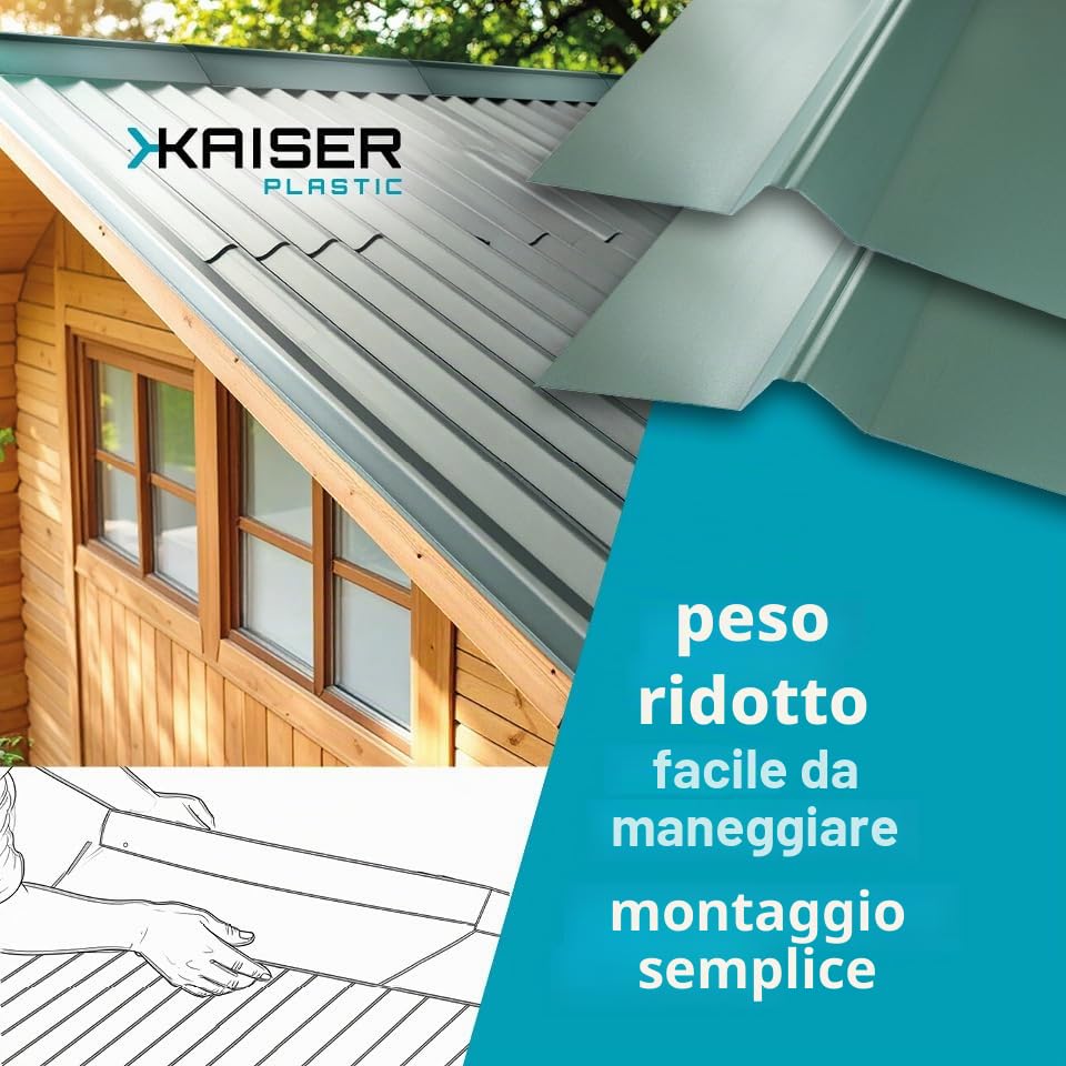 KAISER plastic 5 lastre per tetto in plastica ondulate, piastre per tetto, resistenti alle intemperie, coperture, trapezio e seno, 76/18, 37 x 98,5 cm, colore: verde