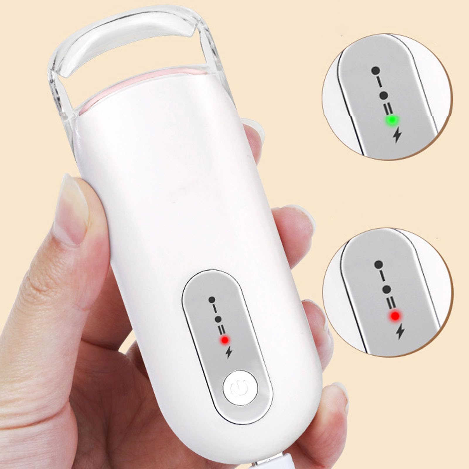 YUYTE Rizador de Pestañas Calentado, Eléctrico Recargable con 2 Configuraciones de Calor Ajustables, Forma Curva 3D para Levantar Pestañas sin Esfuerzo (WHITE)