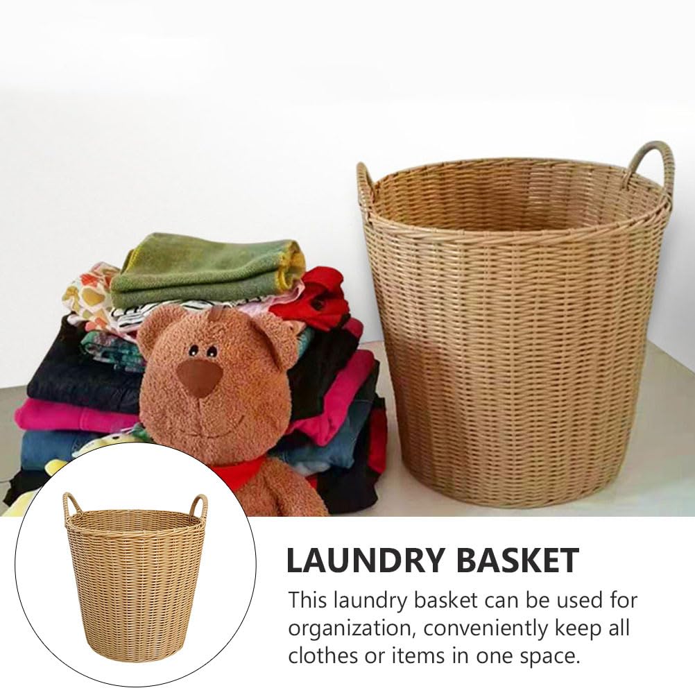 BESTOYARD 1Pc Plastic Woven Laundry Basket, Portable, Foldable, Imitation Rattan, Large Capacity, Ideal for Minimal Spaces