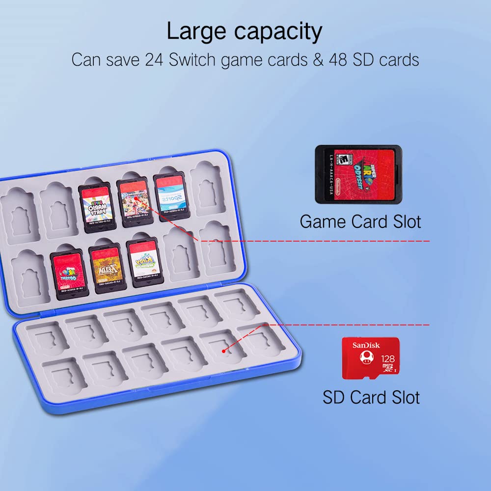 PERFECTSIGHT Jolie Mallette de Jeu pour Switch, OLED et Lite avec 24 emplacements pour Cartes de Jeu