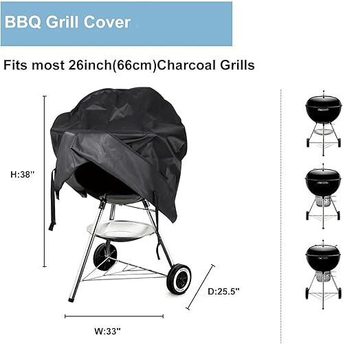 Miniatura 2 de Funda para parrilla Weber redonda resistente al agua, resistente al agua, para exteriores, cubierta de parrilla de barbacoa, cubierta de cúpula para