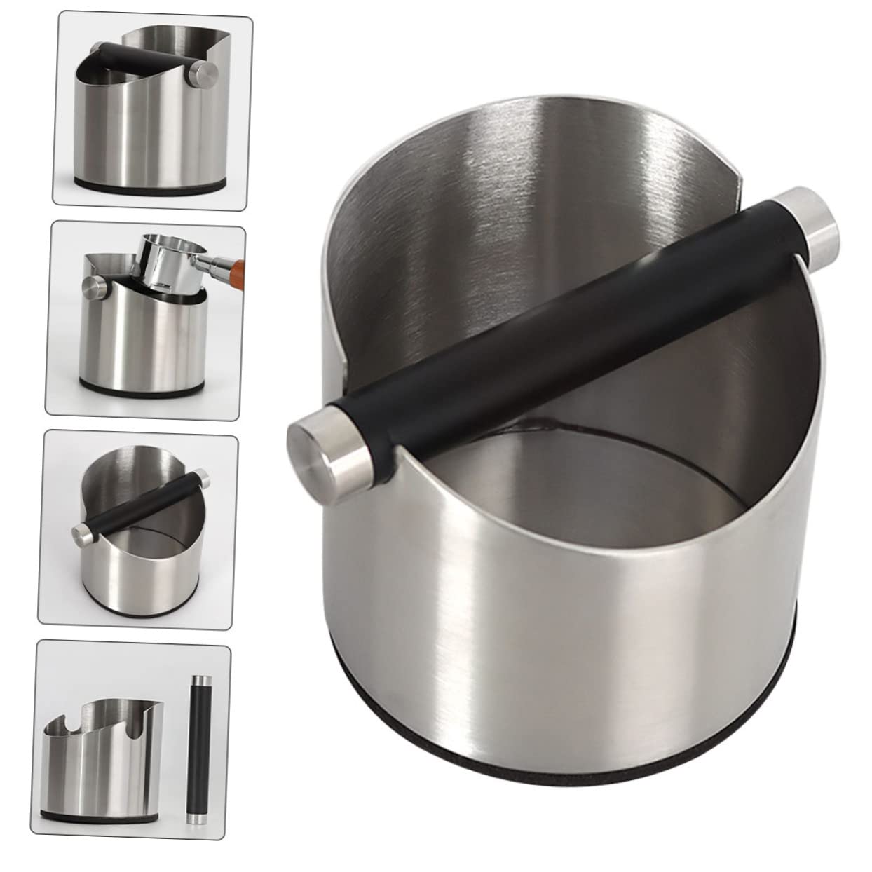 Secchiello per Fondi Caffè in Acciaio Inox Argento Capiente