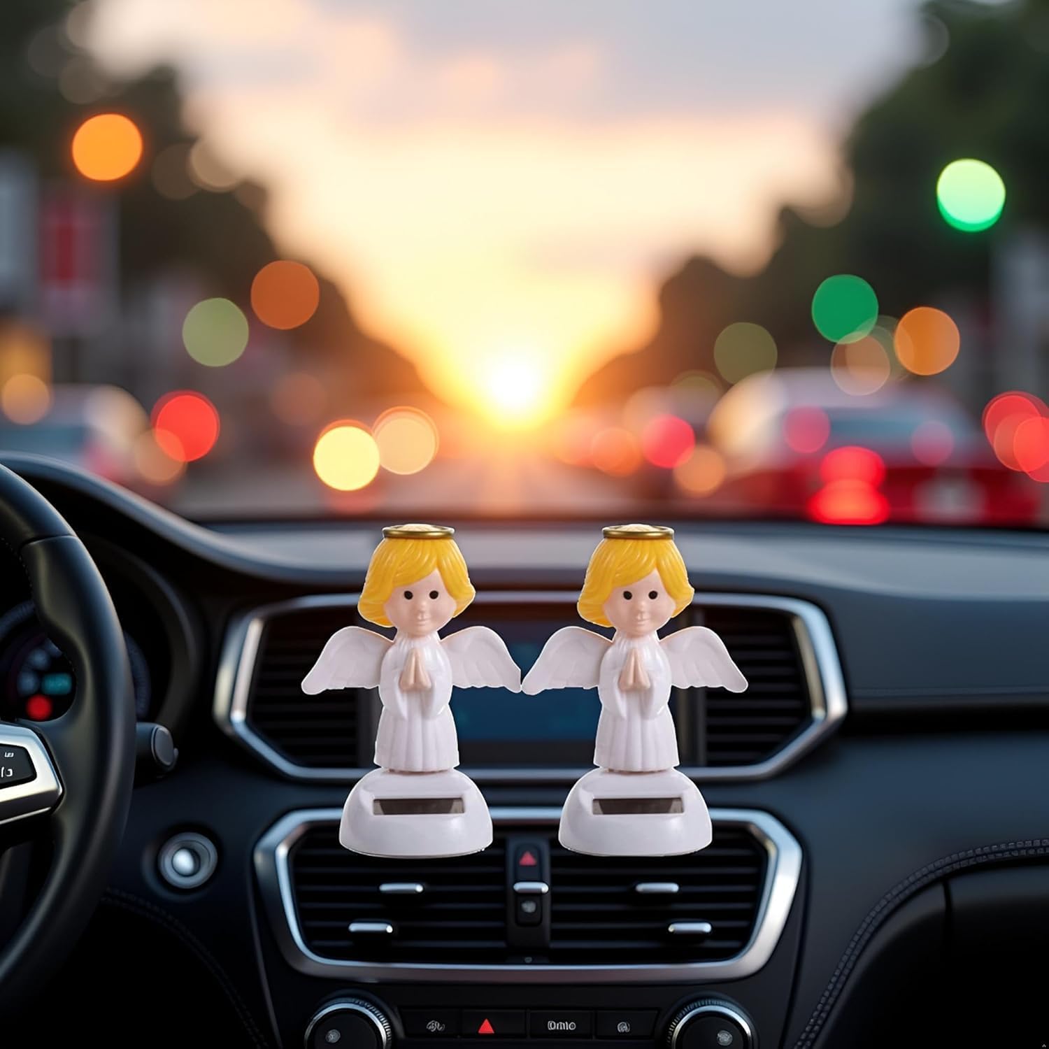2Pcs Solar Powered Dancing,Angel Solar Dancing Figures,Solar Powered Shaking Hand,for Car Decoration Window Car Dashboard Automotive Interior Accessorie Solar Power Kits and Games