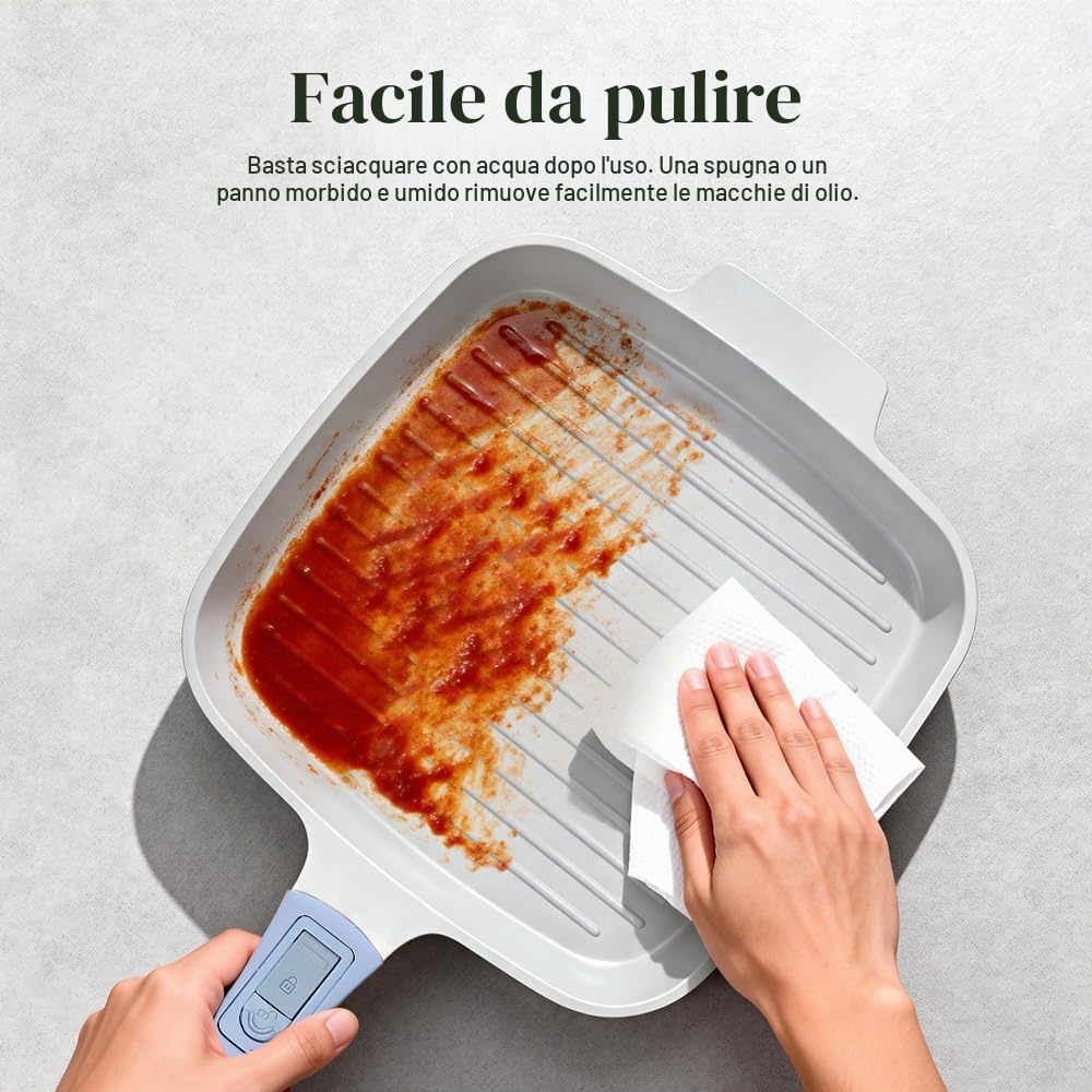 RANX INGST Bistecchiera in Ceramica 26 x 24 cm con Coperchio, Blu