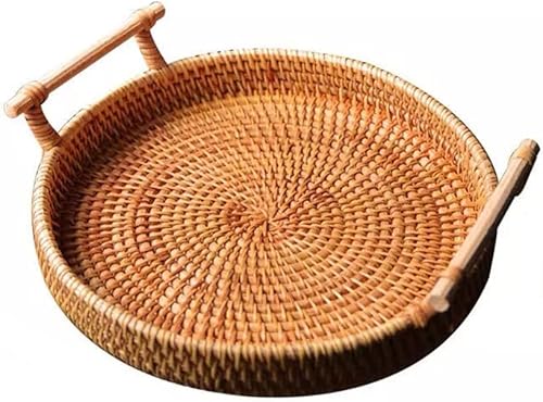 YDXNY - Bandeja de almacenamiento tejida a mano con cesta de mimbre, bandeja de alimentos para pan, bandeja de comida para tartas de frutas (color