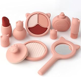 HOTUT Girls' Toy for Role Play, 8-Piece Children's Make Up Set, Silicone Washable Role Play Accessories, Role Play Toy Gift