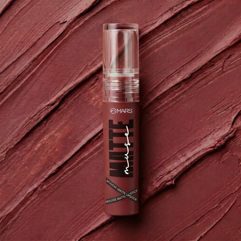 Image of MARS Matte Muse Mousse Lipstick (3ml) (18-FIERCE STAR) with Doe-Foot Applicator | Highly Pigmented | Smooth Texture | Hydrating Formula | Blurry Lips Effect