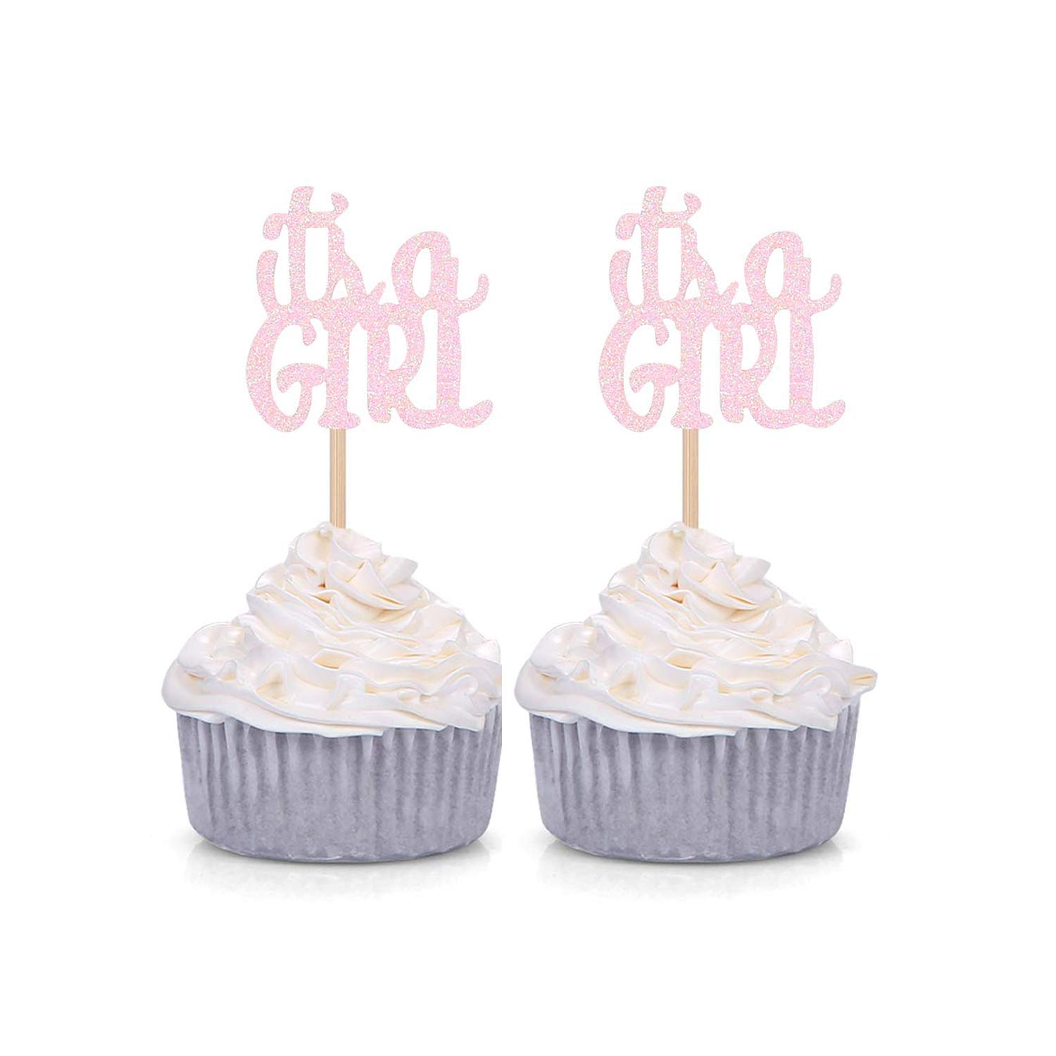 Buy Pink Glitter It's a Girl Cupcake Toppers Gender Reveal Party Baby Shower Decorations Picks