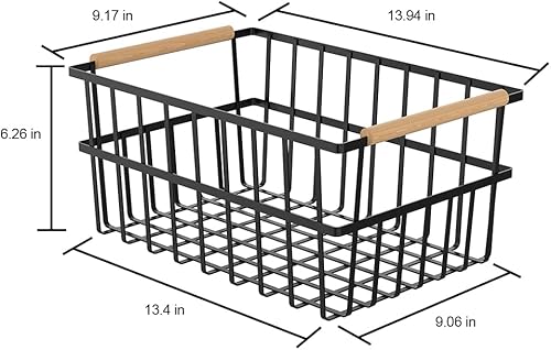 Miniatura 6 de Oceanstar WBHB1910 Organizador de alambre de metal, juego de cestas, tamaño único, negro, 3 unidades