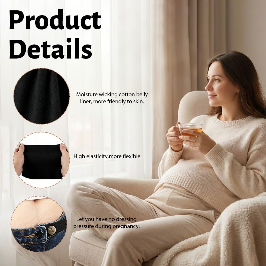 10 Piezas Extensores de Pantalones para Embarazadas, correas de extensión con Botón Ajustable, Alargador Pantalon Embarazada, Extensión de Cintura para Embarazo, Adaptador Pantalon Embarazada — view 4