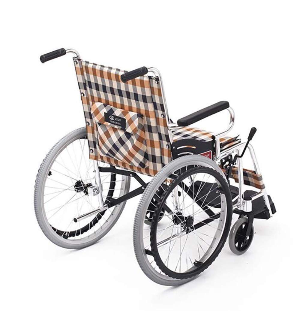Prácticas sillas de ruedas con frenos traseros, livianas y antideslizantes, plegables para discapacitados, ruedas grandes, silla de ruedas manual, portátil, plegable, ultraligera, silla de transporte