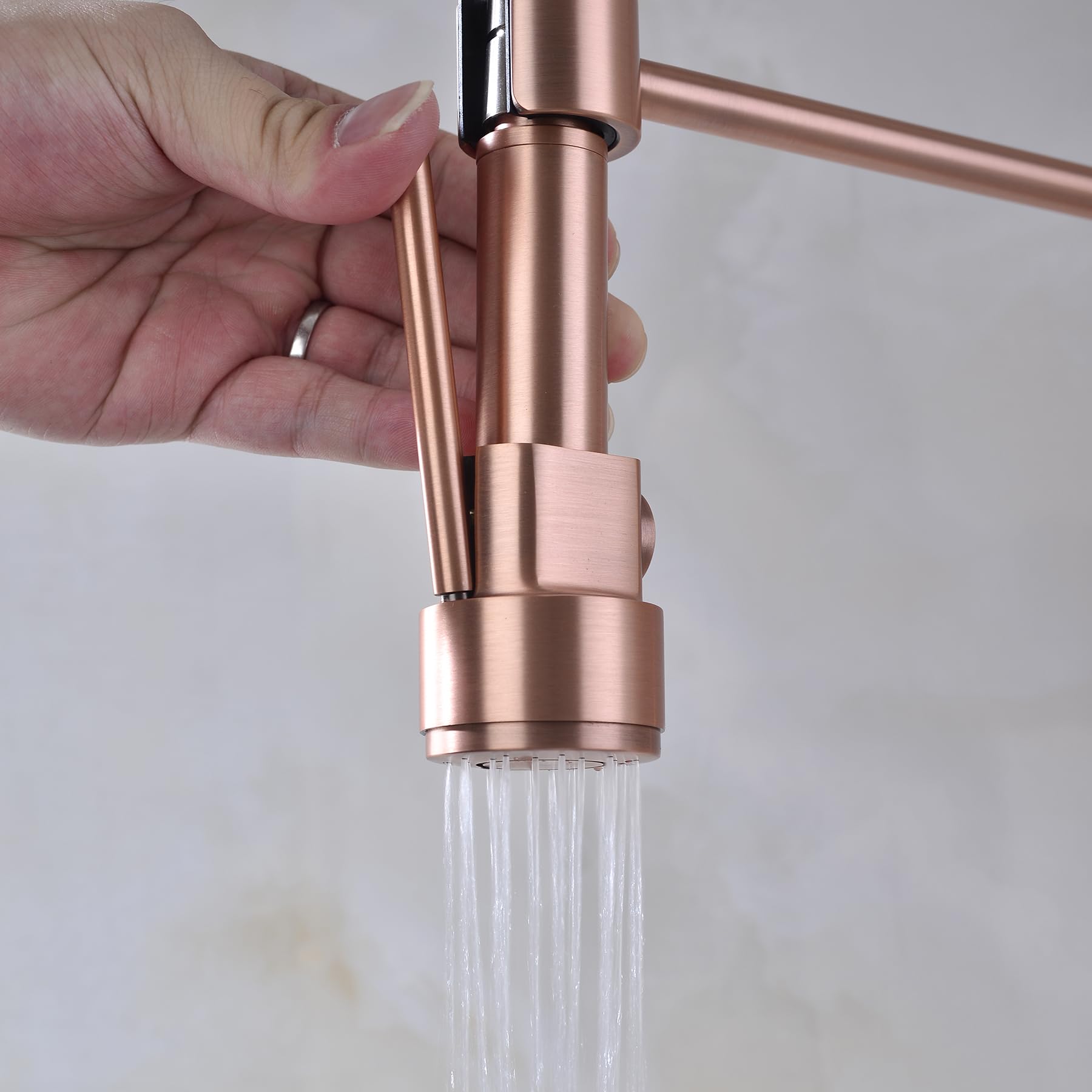 Avola Klassische Kupfer-Küchenarmatur mit herausziehbarem Sprüher, rotgoldener Küchenspüle Wasserhahn mit Topffüller, Einzelhandel, kommerzieller Messinghahn für Bar, Wäsche, Wohnmobil, Mehrzweckspüle