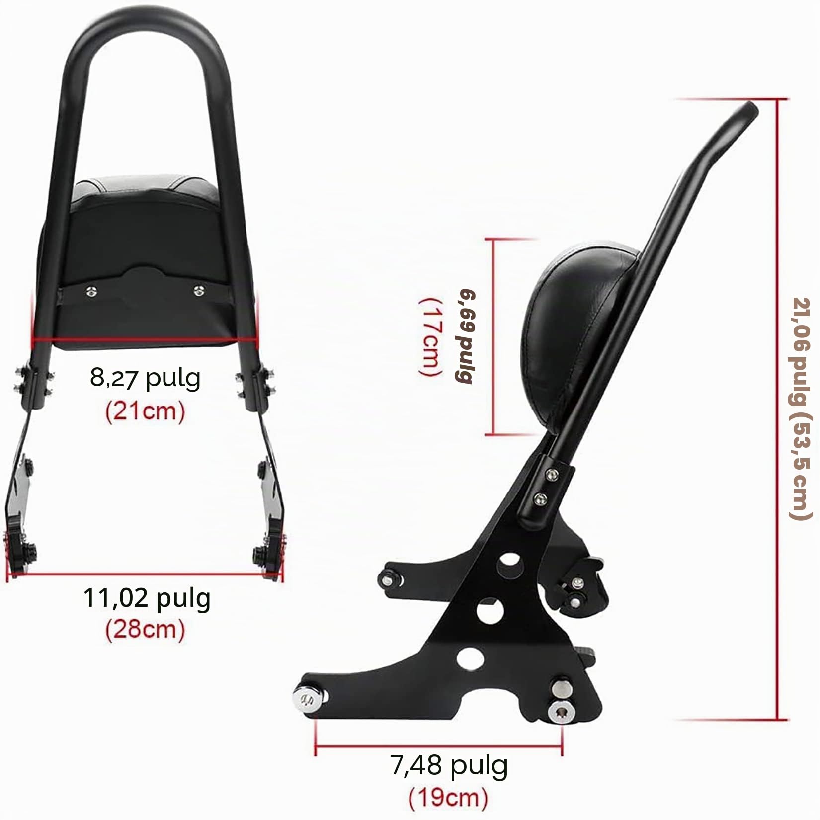 Respaldo para Motocicleta, PSLER Respaldo para Pasajero Sissy Bar para Harley Sportster XL883 XLH883 XL1200 XLH1200 2004-2023 y para XL1200C XL1200S 1996-2000