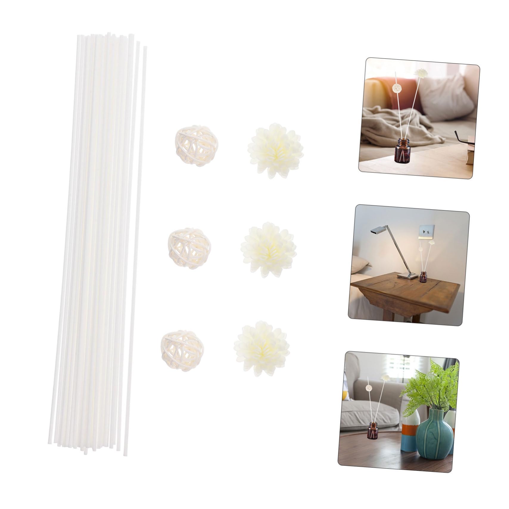 Tiges de Diffuseur en Rotin Blanc, 1 Set, Style Élégant