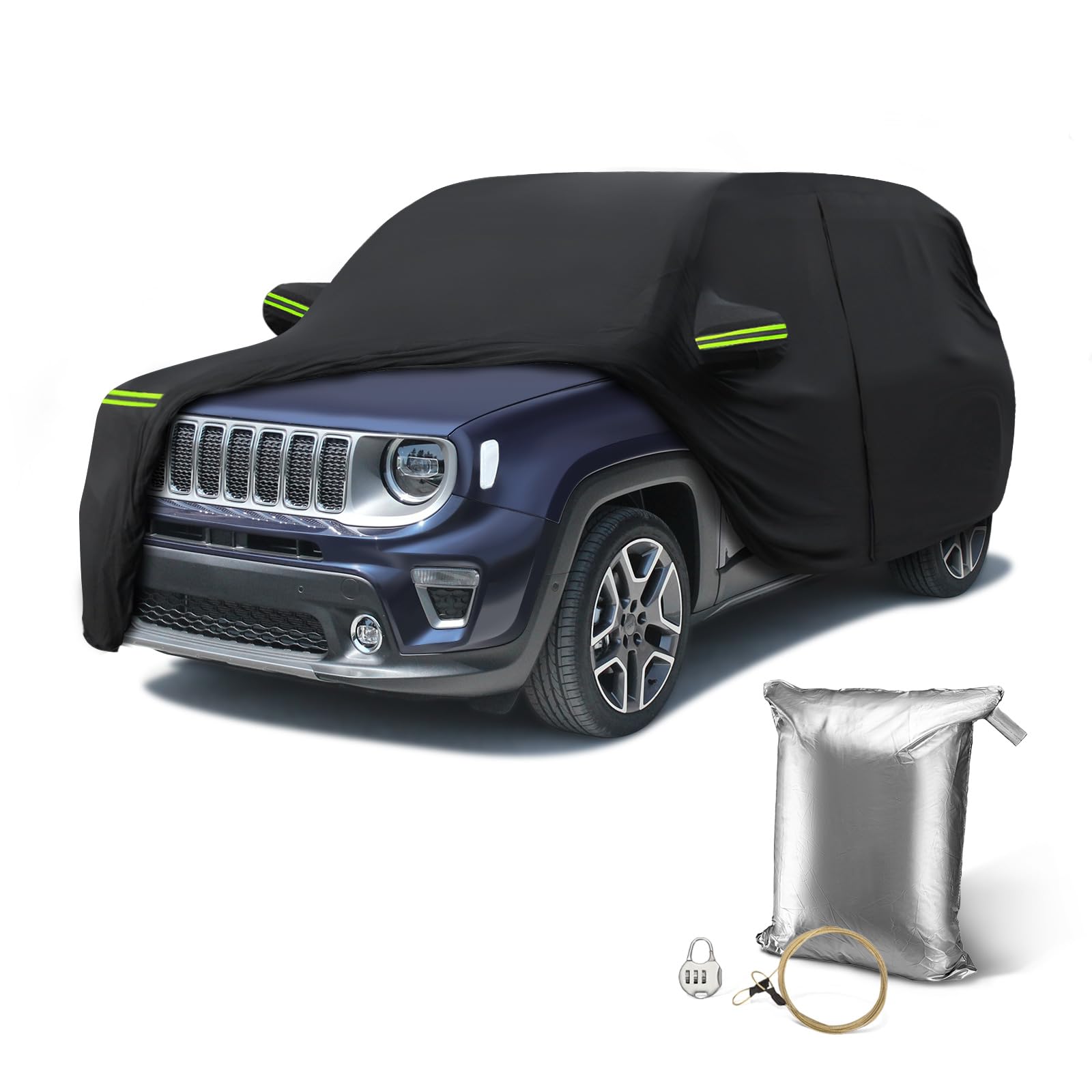 SaSupfe Waterproof Car Cover for Jeep Renegade Ultra Light Easy to Install All-Weather Protection,with Zipper Door