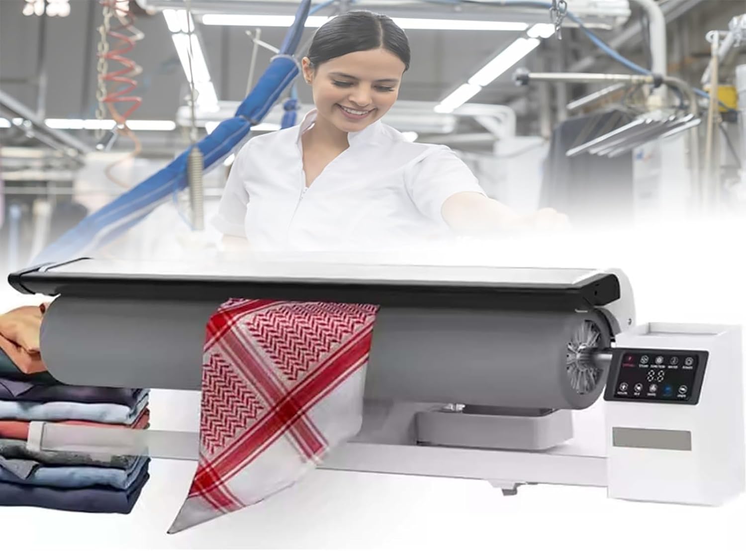Rotary Roller Iron Steam Press Hotel Linen Ironing Machine, Rotary Iron Steam Press with Continuous Steam for Commercial and Home Use