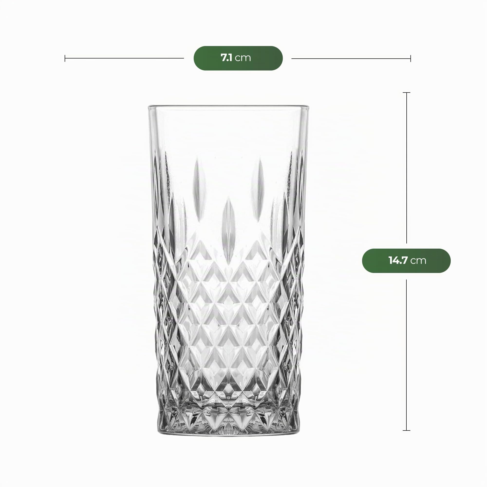NORDIC SCHILLER Bicchiere Long Drink Set 4, 360ml 100% SENZA PIOMBO Bicchieri Cocktail Particolari, Bicchieri Acqua Moderni, Bicchieri Coktail, Bichiere Succo, Caipirinha Highball Glasses