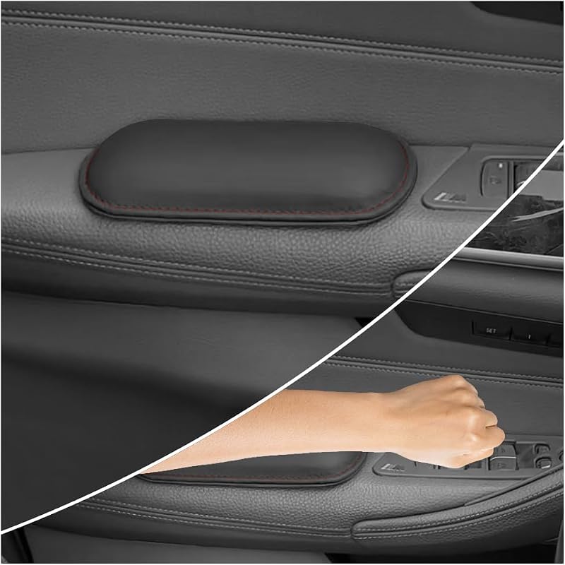Stacool 2PCS Car Door Armrest Pads,Soft Leather+Memory Foam Car Knee Pads for Arm Support&Protect Elbow and Knee,Universal Car Elbow Pads Car Accessories Interior for Most Vehicles (Black)