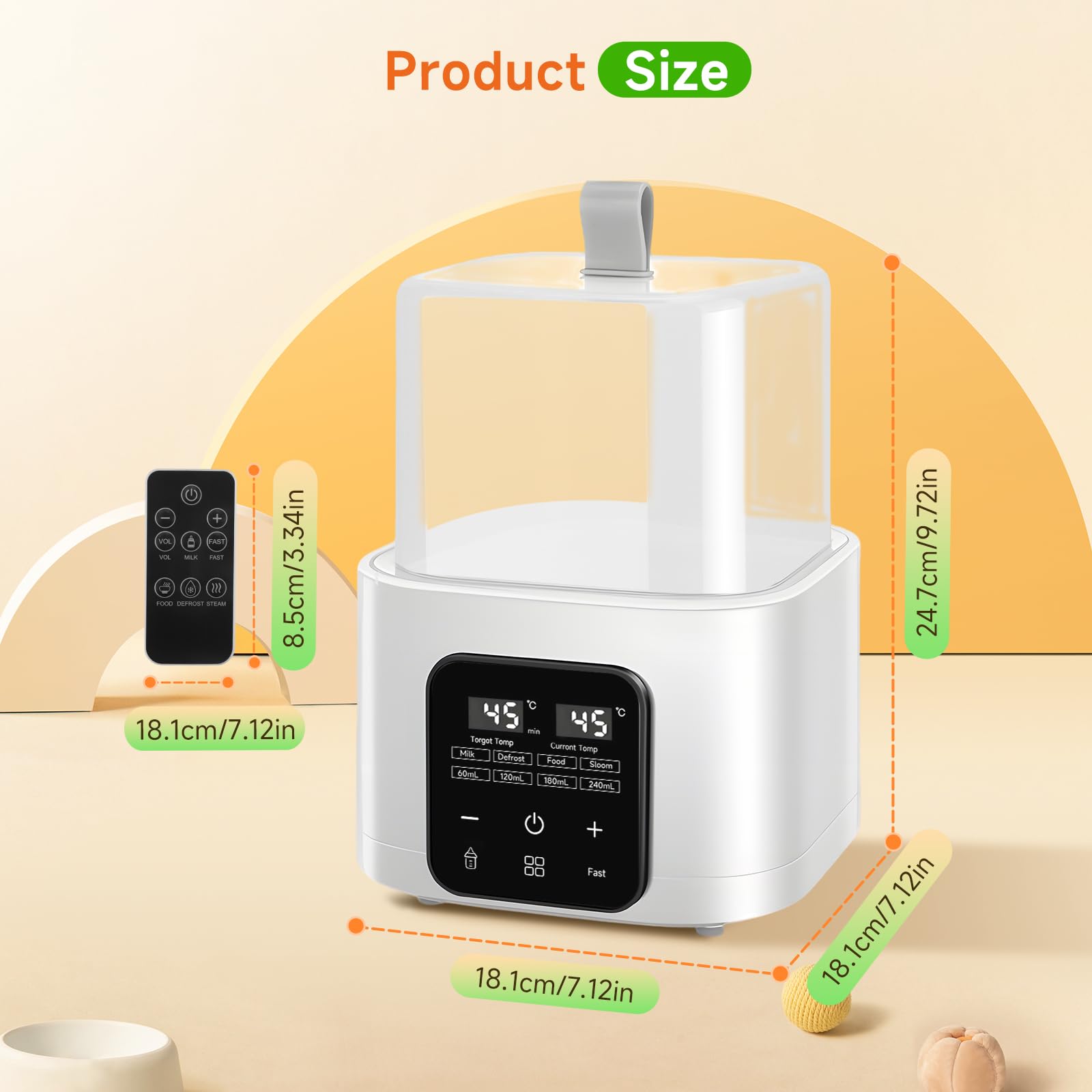 Calentador de biberones, esterilizador de 4 biberones 6 en 1 con pantalla LCD, calentamiento rápido y descongelación para leche materna o fórmula, control inteligente de temperatura de 48 horas, luz