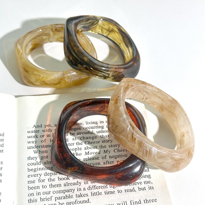 Colorful Chunky Resin Bangle Bracelet Set for Women Geometric Acrylic Big Cuff Bracelets Punk Thick Wide Statement Bangle Bracelets for Women Resin Jewelry4