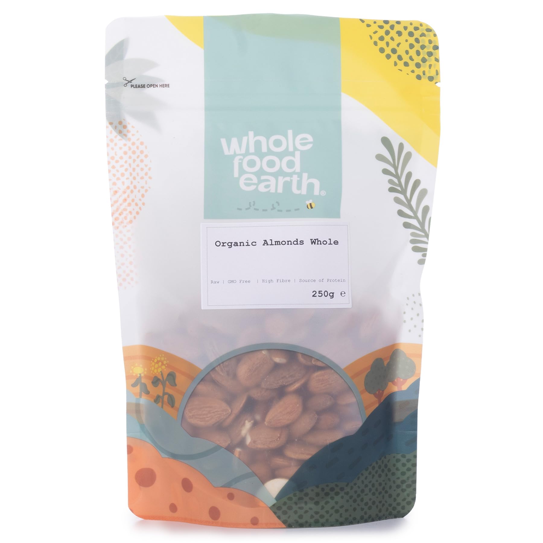 Wholefood Earth Organic Almonds Whole – 250g | Raw | GMO Free | Vegan | High Fibre | Source of Protein | Certified Organic