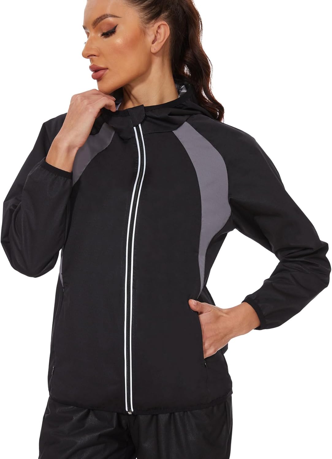 SEXYWG Sauna Jacket for Women Workout Sauna Suit Sweat Long Sleeve Shirt Gym Tops Zipper Body Shaper - Image 3