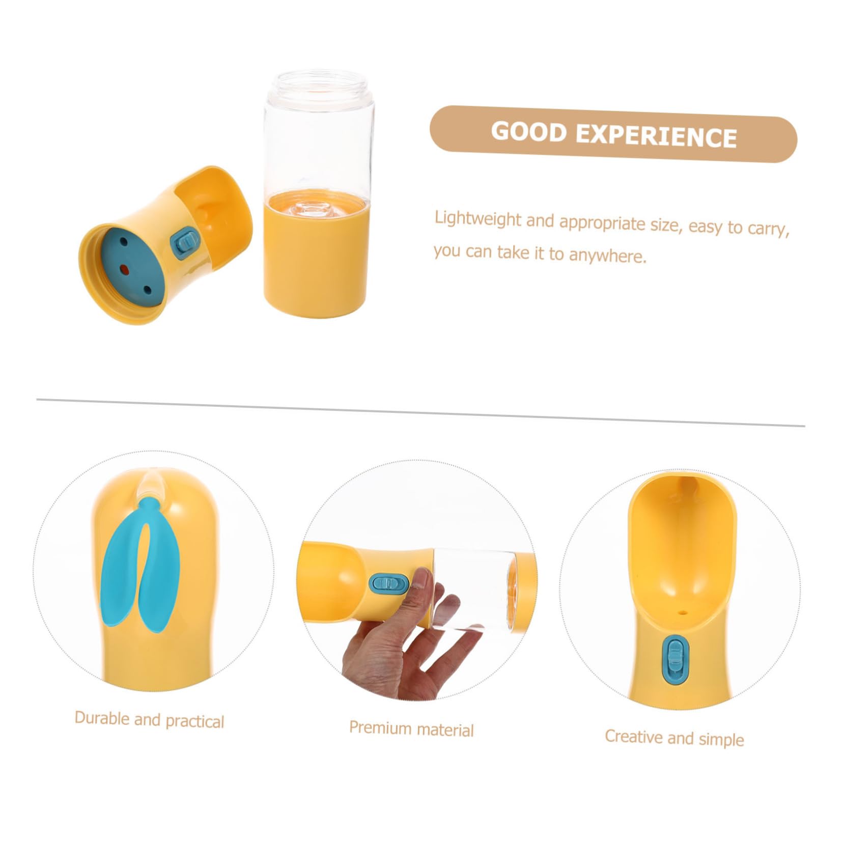 Botella de Agua para Mascotas Portátil 400ml para Perros y Gatos de PP y Silicona
