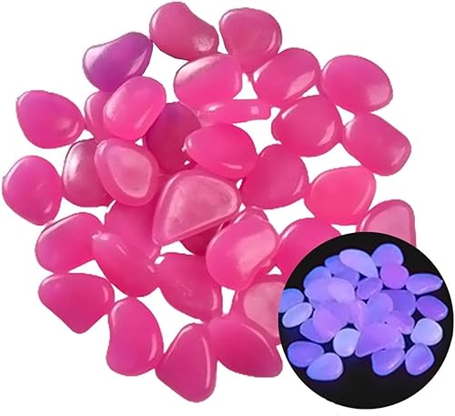Piedras brillantes moradas brillantes, piedras que brillan en la oscuridad, piedras luminosas para plantas de decoración de aceras, piedras de