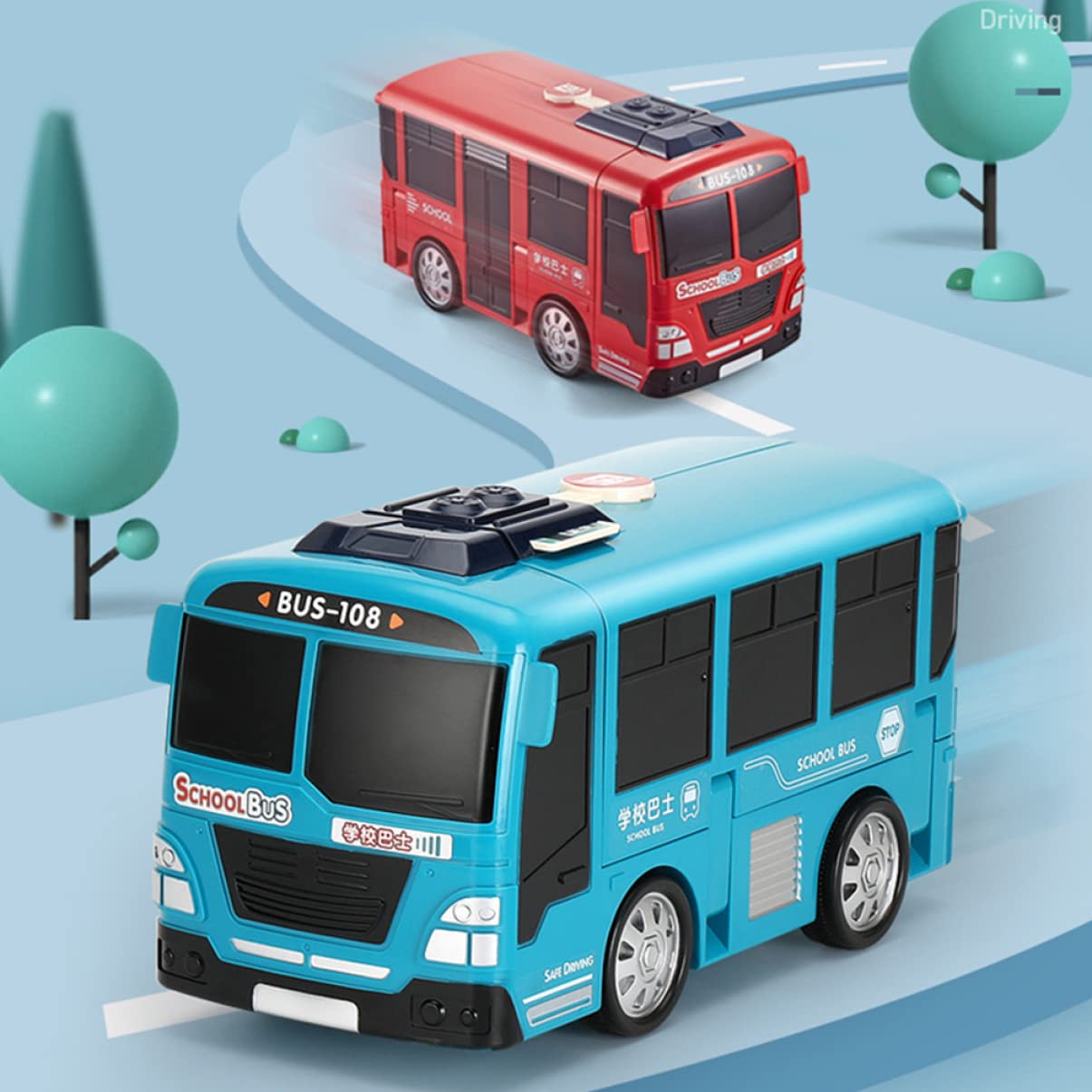 Amazon.co.jp: Totority 青い変形バススクールバスおもちゃバス