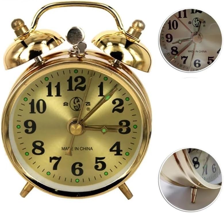 Miniatura 2 de Reloj despertador de campana gemela herradura retro de cuerda mecánica vintage