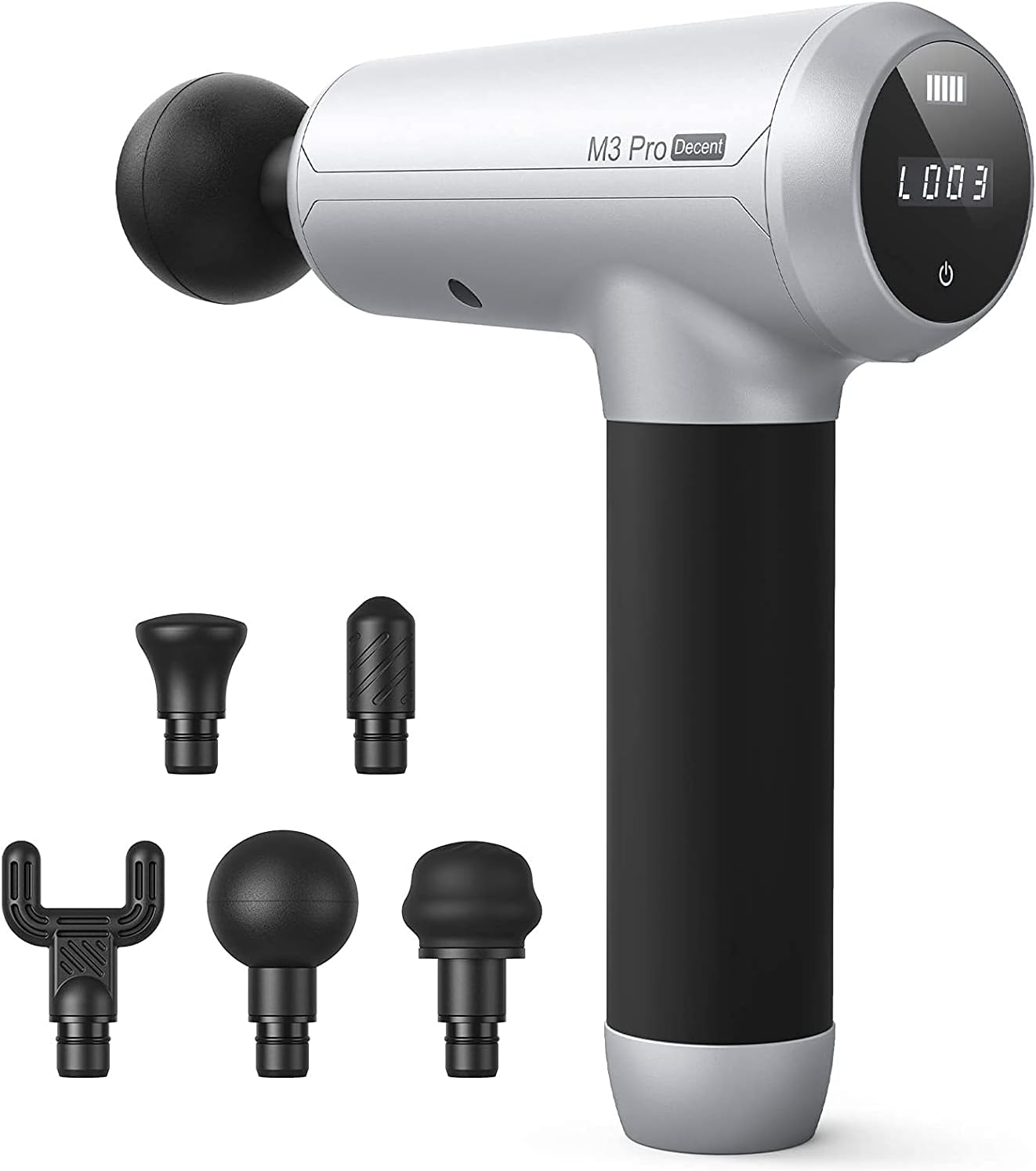 opove Percussion Massage Guns Deep Tissue Fascial Massager for Muscle Soreness, Handheld Trigger Point Neck Back Massager Quiet Go-to Recovery Tool, M3 Pro Decent, Silver