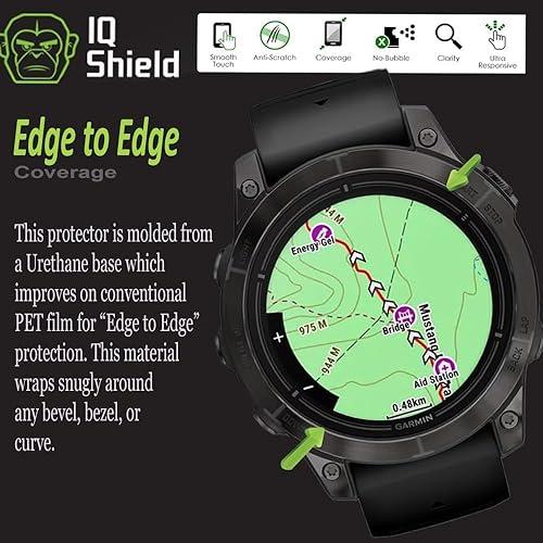 Miniatura 6 de IQShield Protector de pantalla compatible con Garmin Epix Pro de 1.850 in (paquete de 6) Película de TPU transparente antiburbujas