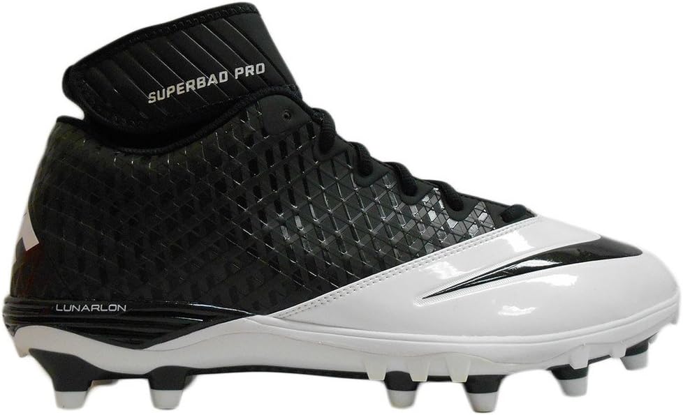 Nike Men's Lunarlon Super Bad Pro D PF Football Cleats Black White Size 15