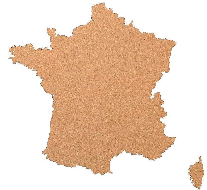 Tableau d'affichage France en liège XXL env. 60 x 60 cm | Contour de la France à accrocher et comme décoration murale | Superbe liège | Détails précis et de qualité supérieure