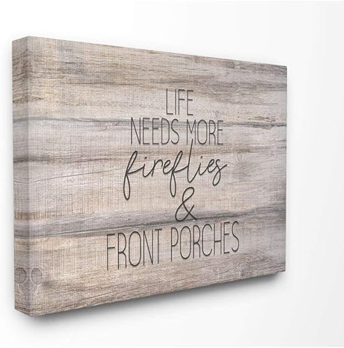 Stupell Industries Más luciérnagas vida campestre hogar madera textura diseño de palabras arte de pared en lienzo 30 x 40, multicolor