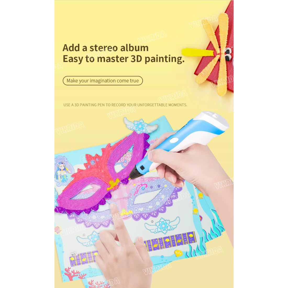 VikriDA 3D Printing Pen with LCD Display & 3 PLA Filament Colors | USB Powered 3D Drawing Pen for Kids & Adults β Multicolor 1