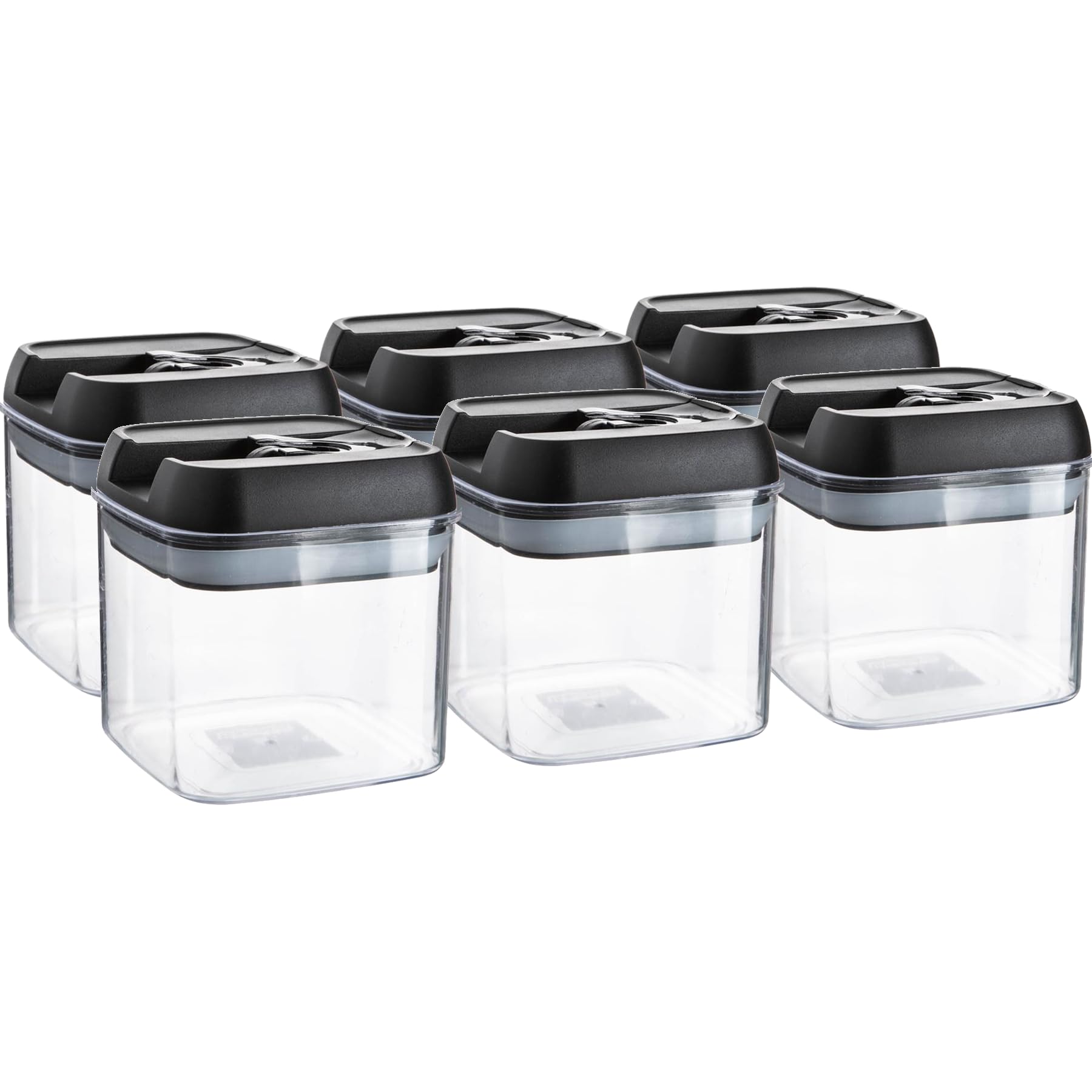 Argon Tableware Black Argon Table Food Storage Containers With Airtight Flip Lock Lids - 500Ml - 6 Pack - Plastic Kitchen Storage Pantry Food Organiser For Cereal, Oats, Sugar, Coffee, Biscuits, Tea