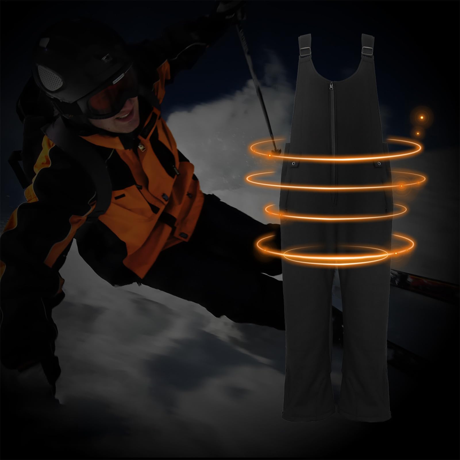 Traje De Esquí Mujer - Terciopelo Poliéster | Mono Con Correa Para El Hombro Ajustable Con Cremallera Lateral De 950 G, Pantalones Aislantes Impermeables A Prueba De Viento Que Mejoran El Calor Para A