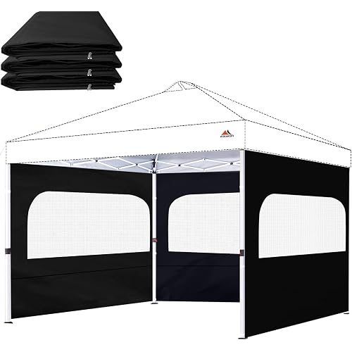 SCOCANOPY Sidewall for 12x12 Canopy Frame with Mesh Window and Zipper, 3 Pieces Sunwalls Only, (Black)