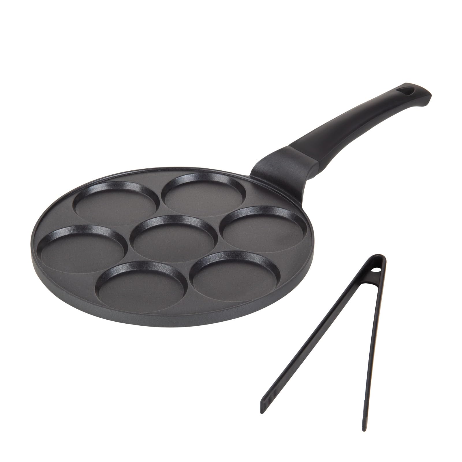 ROSMARINO Pancake Pan - Panqueque perfecto cada vez: 7 Mini formas americanas Crepes Sartén - Antiadherente, SoftTouch