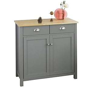 SoBuy FSB25-HG Mueble Entrada Recibidor Aparador Cocina con 2 Cajones y 2 Puertas 80 x 36 x 81 cm ES (Gris)