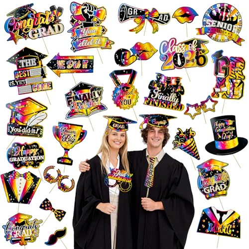 30 Piezas Foto de Graduación Booth, Estilo Disco Negro Oro