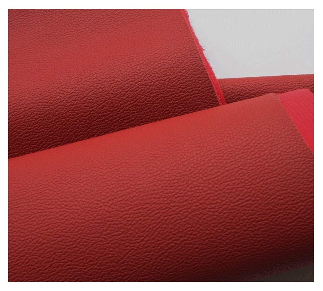 Touguqing Upholstery Leatherette Grain Faux Leatherette Artificial Leather Heavy Embossed Thickness 1mm Strong Durable Upholstery Vehicle Fabric Width 138cm 1 Piece=50cm(length) (Color : Deep red)