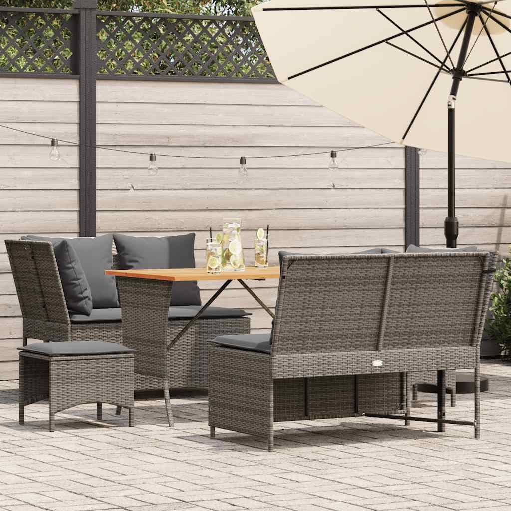 Salon de jardin gris 5 pièces compact pour petits balcons et grandes terrasses