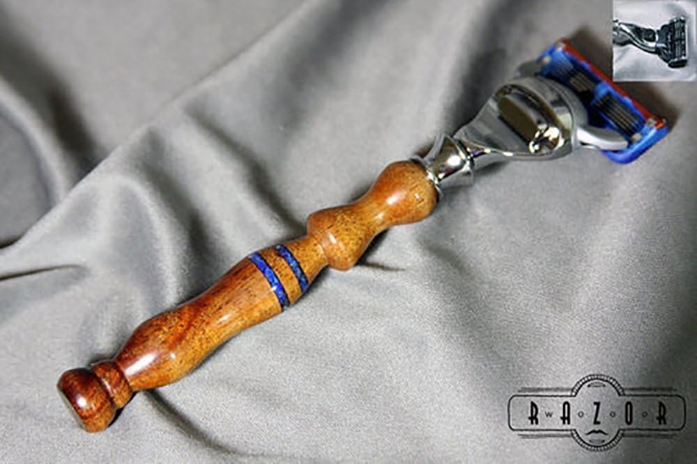 Hawaiian Koa Safety Razor with Blue Lapis Inlay