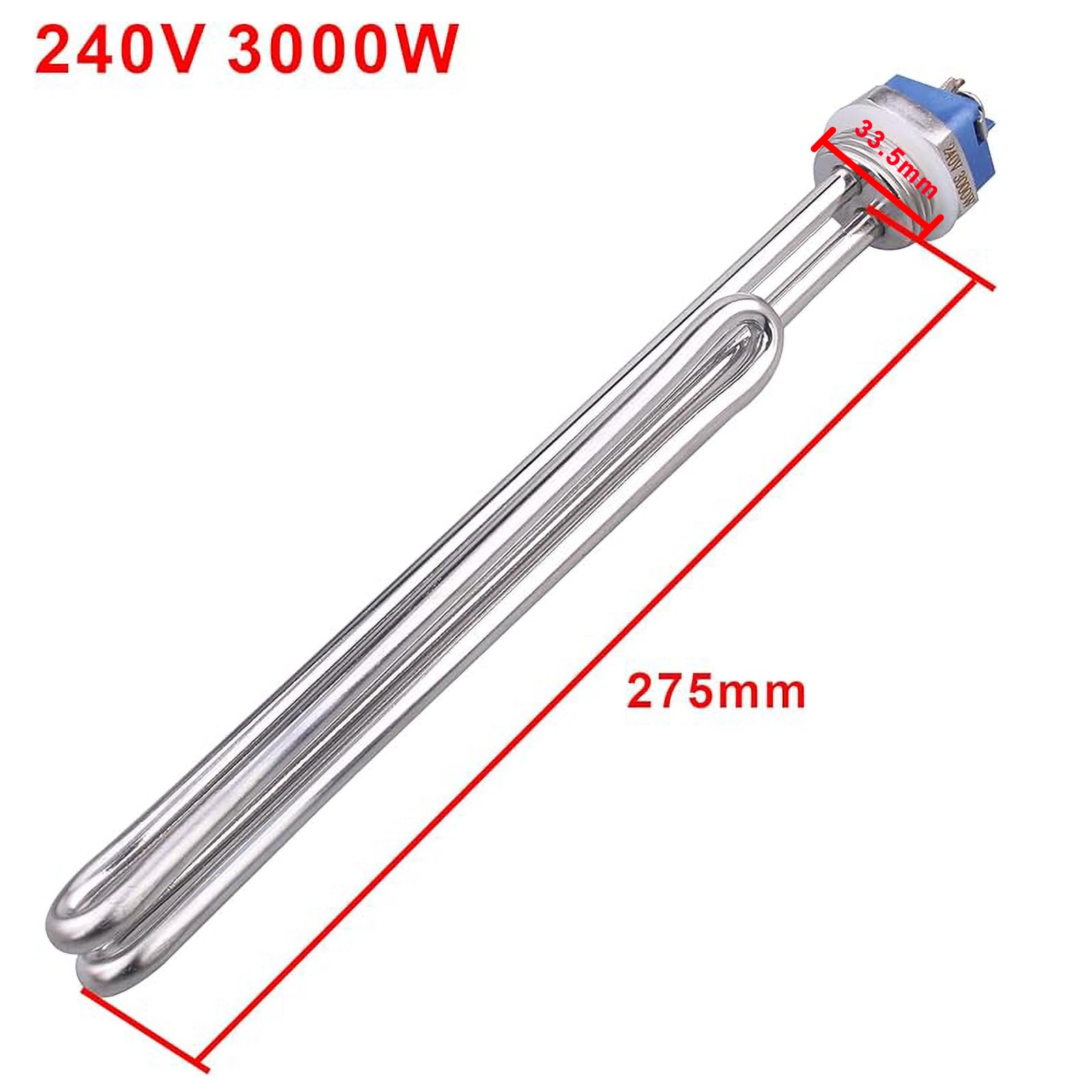 DERNORD 240V 3000W Foldback Heizelement Edelstahl Heizung Ersatzteil 1 Zoll 33.5MM Flansch BSP Gewinde mit niedriger Watt Dichte