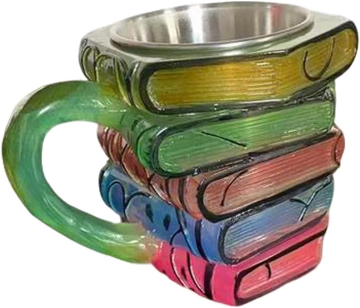 Novelty 3D Painted Books Coffee Mug Stack Cup Creative Drinking Collection Gifts Literature Lovers(Blue)