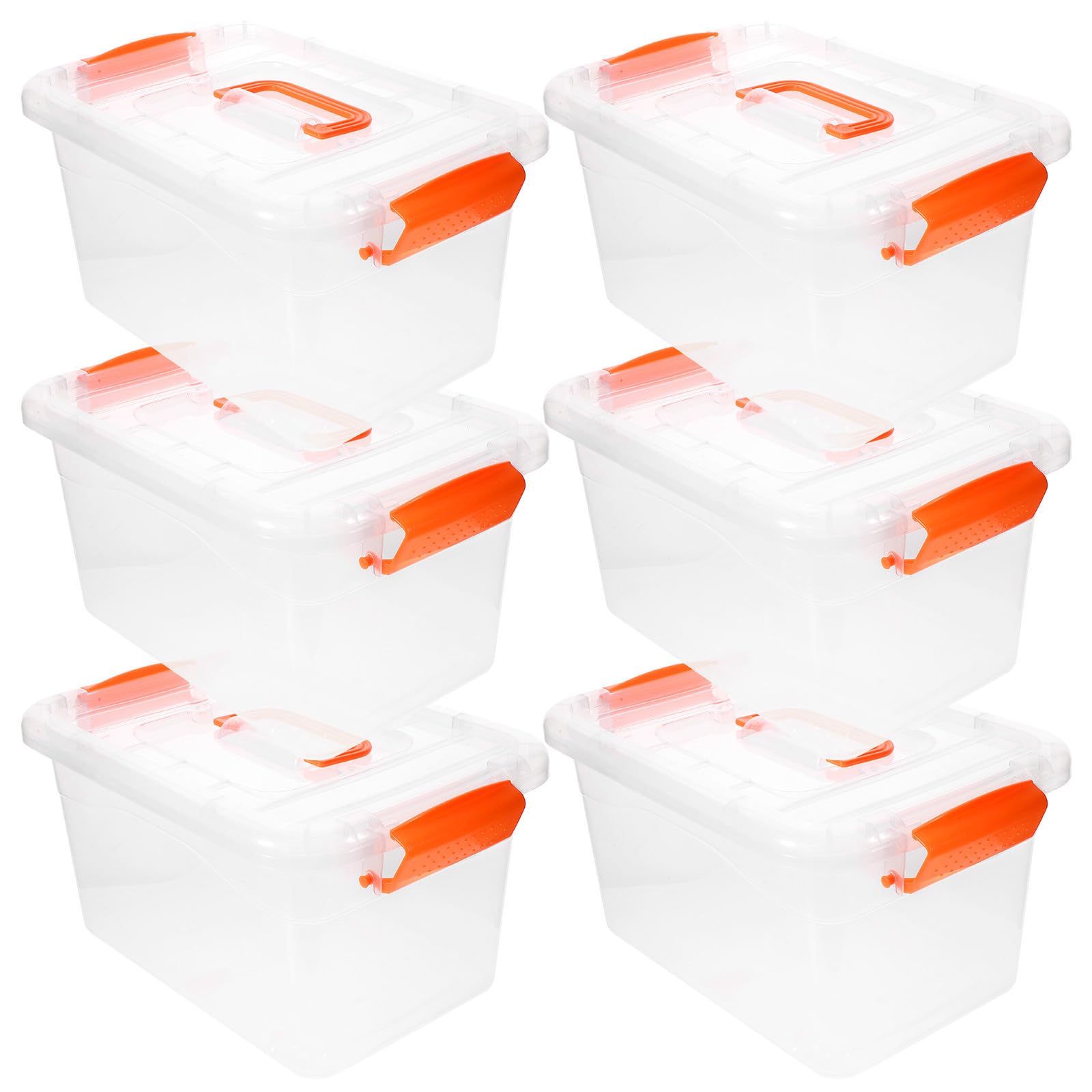 6 Cajas de Almacenaje Transparentes para Organizar Ropa y Hogar Tapa y Asa de 3l Contenedores Portátiles de Plástico Pp y Abs